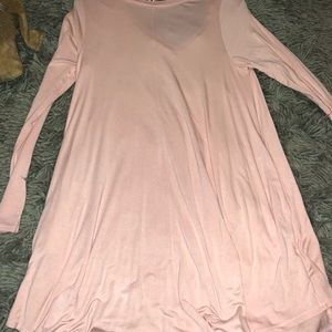 Light pink v neck long sleeve dress